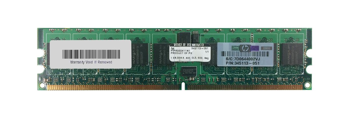 345113-051 HP 1GB PC2-3200 DDR2-400MHz ECC Registered CL3 240-Pin DIMM Single Rank Memory Module for ProLiant Servers