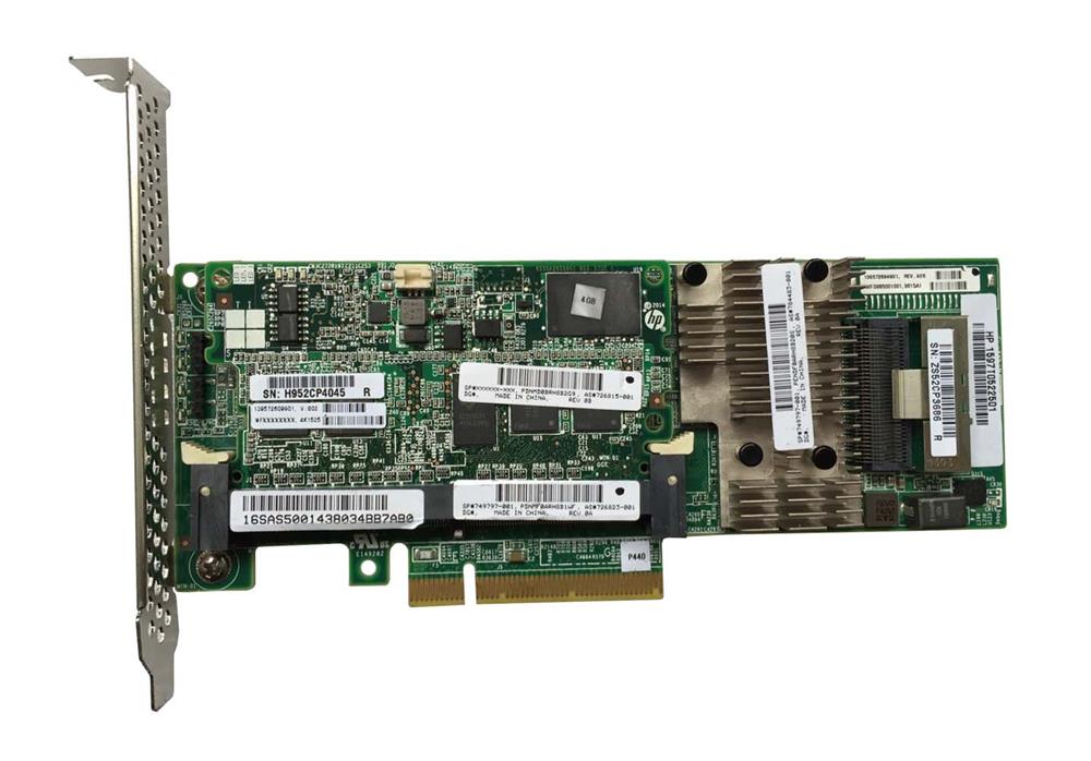 726821-B21 HP Smart Array P440 4GB Cache Single Port SAS 12Gbps / SATA 6Gbps PCI Express 3.0 x8 0/1/5/6/10/50/60 RAID Controller Card