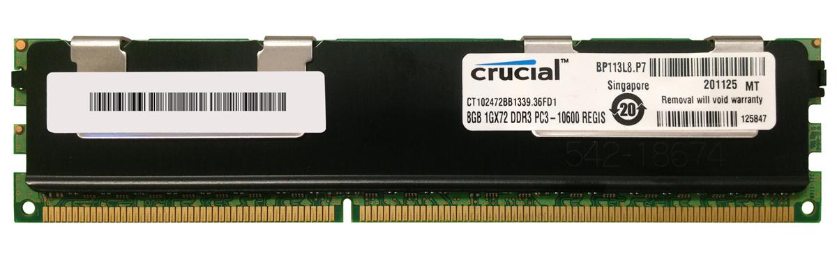 CT102472BB1339-A1 Crucial 8GB PC3-10600 DDR3-1333MHz Registered ECC CL9 240-Pin DIMM Dual Rank Memory Module