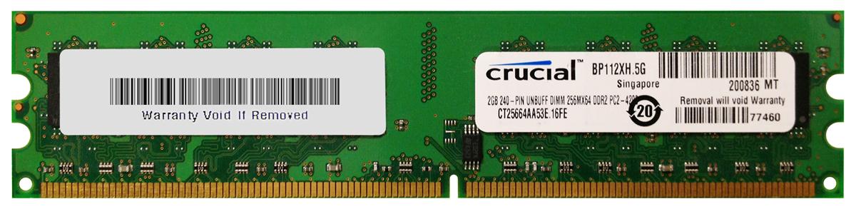 CT25664AA53E.16FE Crucial 2GB PC2-4200 DDR2-533MHz non-ECC Unbuffered CL4 240-Pin DIMM Memory Module