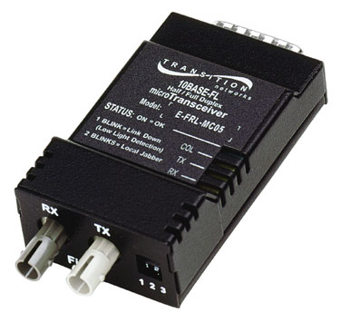 E-FRL-MC05 Transition 10Mbps 10Base-5 DB-15 to 10Base-FL Multi-Mode Fibre 2km 850nm ST Connector AUI Transceiver Module
