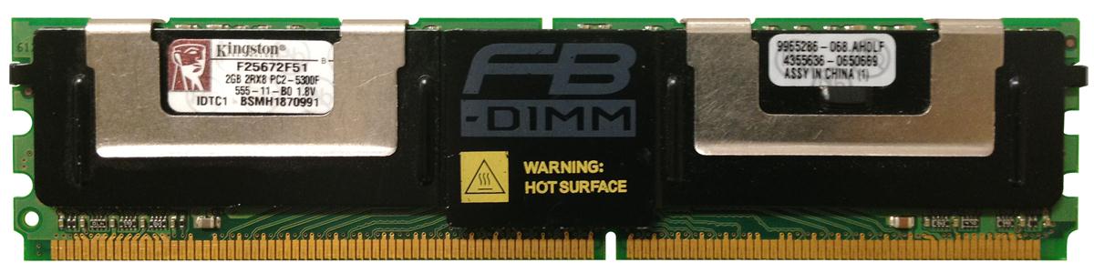 F25672F51 Kingston 2GB PC2-5300 DDR2-667MHz ECC Fully Buffered CL5 240-Pin DIMM Dual Rank Memory Module