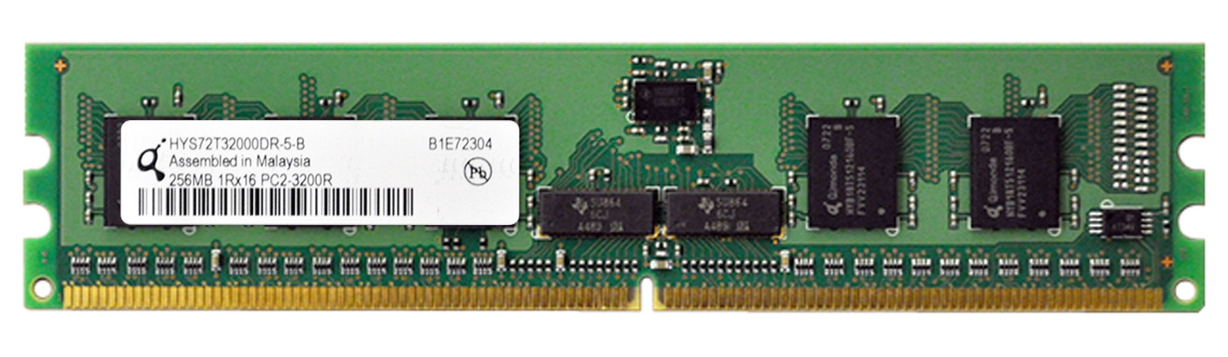 HYS72T32000DR-5-B Qimonda 256MB PC2-3200 DDR2-400MHz ECC Registered CL3 240-Pin DIMM Single Rank Memory Module