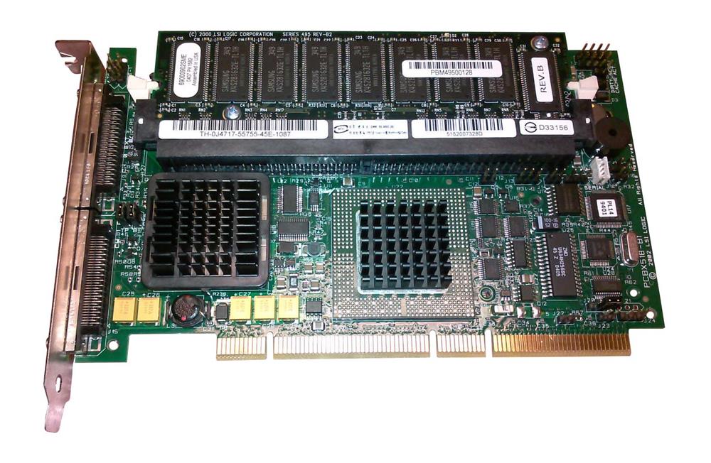 J4717 Dell PERC 4/DC 128MB Cache 64-bit Ultra-320 SCSI LVD Dual Channel PCI-X RAID Controller Card