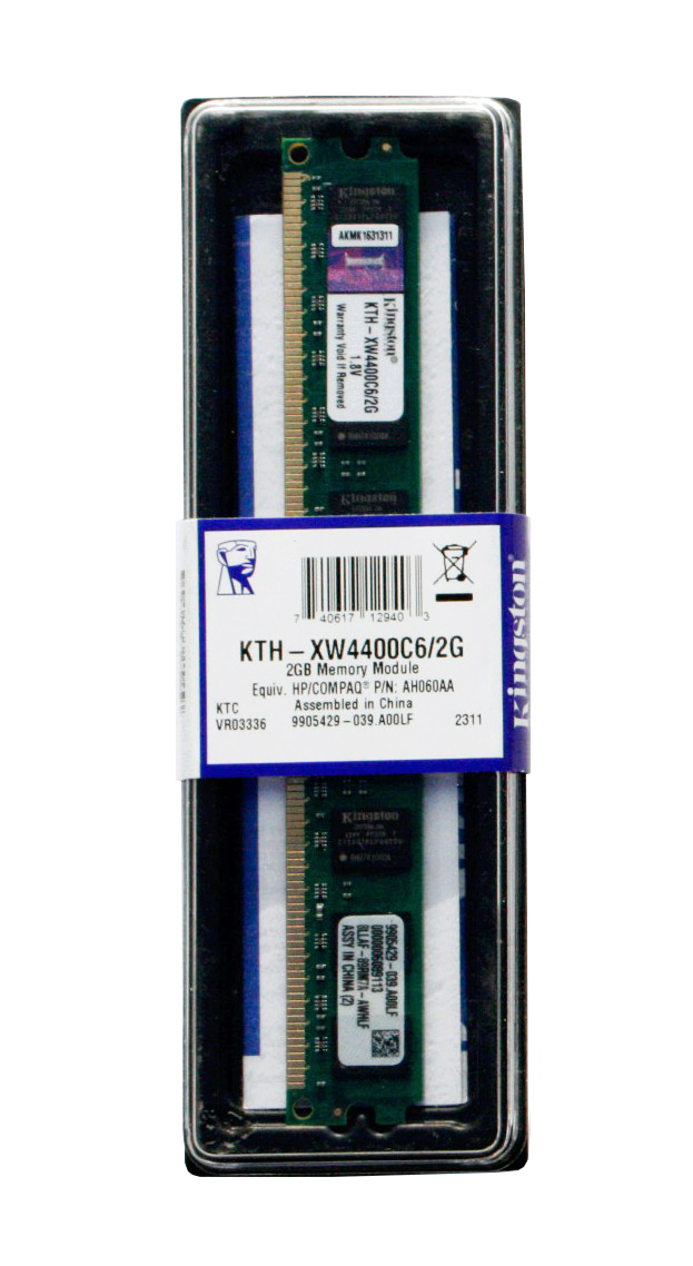 KTH-XW4400/2G Kingston 2GB PC2-6400 DDR2-800MHz non-ECC Unbuffered CL5 240-Pin DIMM Dual Rank Memory Module for HP/Compaq