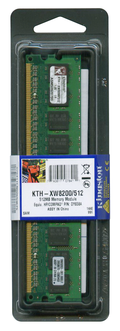 KTH-XW8200/512 Kingston 512MB PC2-3200 DDR2-400MHz ECC Registered CL3 240-Pin DIMM Single Rank Memory Module for HP/Compaq Workstation xw6200 xw8200 384163-B21, DY658A