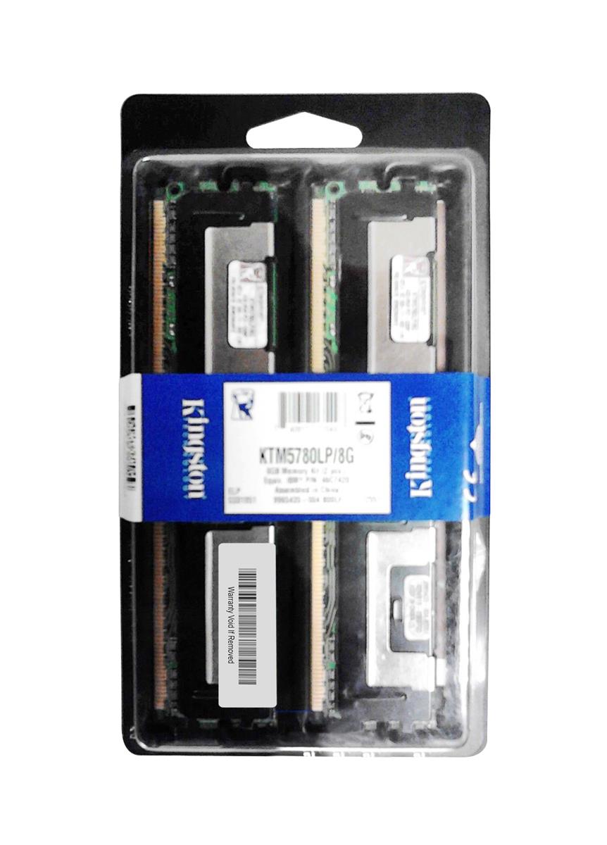 KTM5780LP/8G Kingston 8GB Kit (2 X 4GB) PC2-5300 DDR2-667MHz ECC Fully Buffered CL5 240-Pin DIMM 1.55V Low Voltage Memory for IBM FRU 40V6419