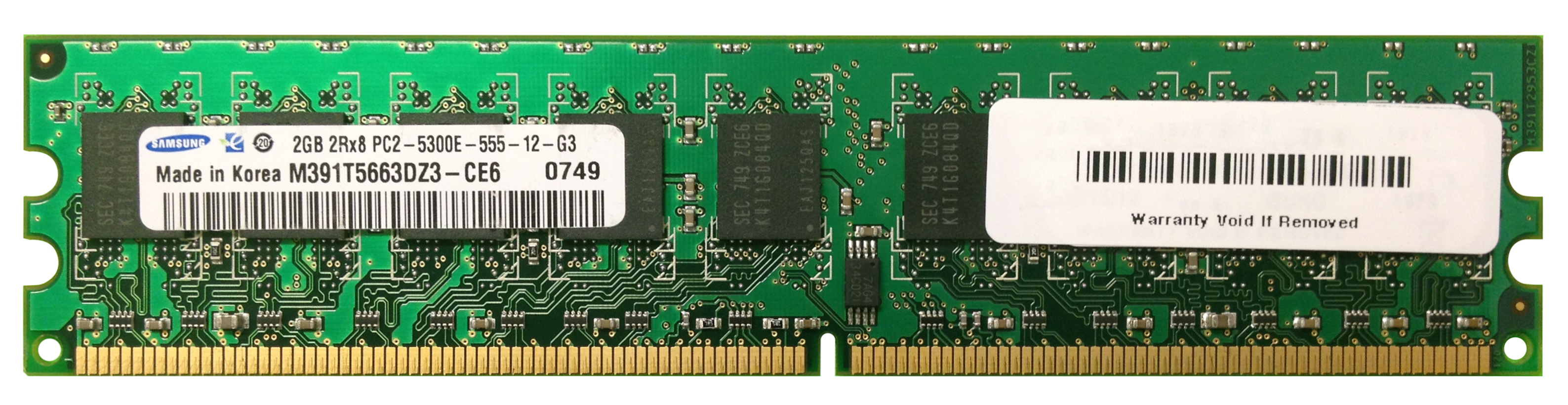 M391T5663DZ3-CE6 Samsung 2GB PC2-5300 DDR2-667MHz ECC Unbuffered CL5 240-Pin DIMM Dual Rank Memory Module