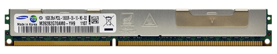 M392B2G70AM0-YH9 Samsung 16GB PC3-10600 DDR3-1333MHz ECC Registered CL9 240-Pin DIMM 1.35V Low Voltage Very Low Profile (VLP) Dual Rank Memory Module