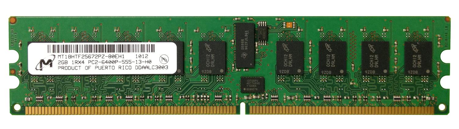 MT18HTF25672PZ-80EH1 Micron 2GB PC2-6400 DDR2-800MHz ECC Registered CL5 w/ Parity 240-Pin DIMM Single Rank Memory Module