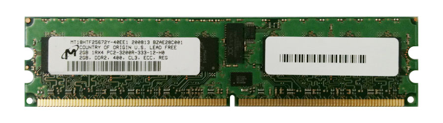 MT18HTF25672Y-40EE1 Micron 2GB PC2-3200 DDR2-400MHz ECC Registered CL3 240-Pin DIMM Single Rank Memory Module