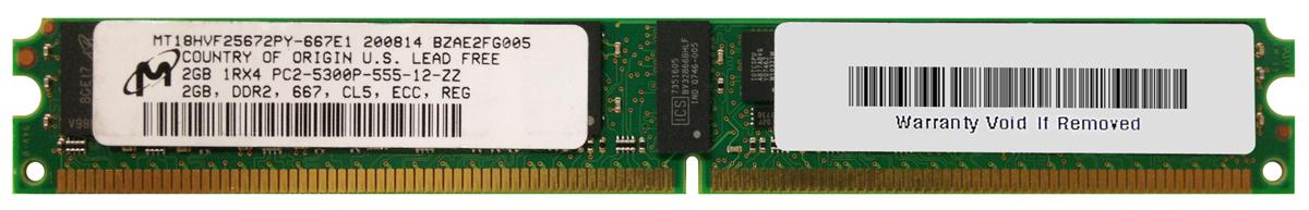 MT18HVF25672PY-667E1 Micron 2GB PC2-5300 DDR2-667MHz ECC Registered CL5 240-Pin DIMM Very Low Profile (VLP) Single Rank Memory Module