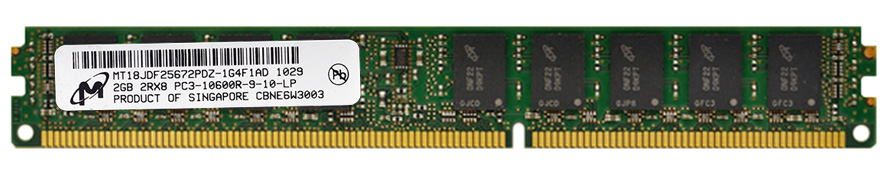 MT18JDF25672PDZ-1G4F1 Micron 2GB PC3-10600 DDR3-1333MHz ECC Registered CL9 240-Pin DIMM Very Low Profile (VLP) Dual Rank Memory Module