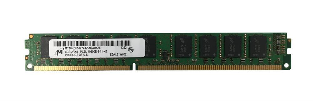 MT18KDF51272AZ-1G4 Micron 4GB PC3-10600 DDR3-1333MHz ECC Unbuffered CL9 240-Pin DIMM 1.35V Low Voltage Very Low Profile (VLP) Dual Rank Memory Module