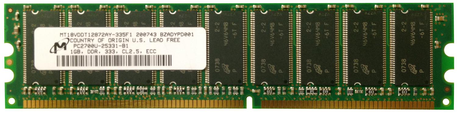 M4L-PC1333X72C25-1G M4L Certified 1GB 333MHz DDR PC2700 ECC CL2.5 184-Pin Dual Rank x8 DIMM