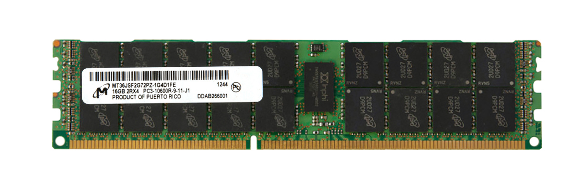 MT36JSF2G72PZ-1G4 Micron 16GB PC3-10600 DDR3-1333MHz ECC Registered CL9 240-Pin DIMM Dual Rank Memory Module