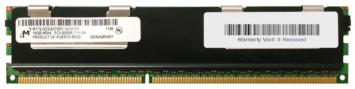 MT72JSZS2G72PZ-1G1 Micron 16GB PC3-8500 DDR3-1066MHz ECC Registered CL7 240-Pin DIMM Quad Rank Memory Module