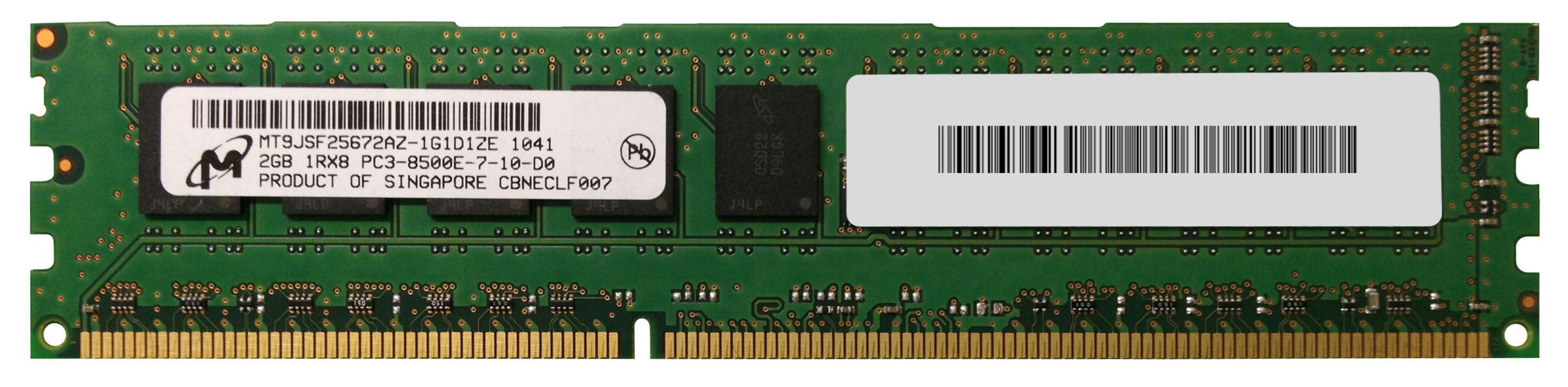 MT9JSF25672AZ-1G1D1ZE Micron 2GB PC3-8500 DDR3-1066MHz ECC Unbuffered CL7 240-Pin DIMM Single Rank Memory Module