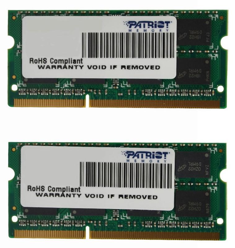 PSD316G1600SK Patriot Signature Line 16GB Kit (2 X 8GB) PC3-12800 DDR3-1600MHz non-ECC Unbuffered CL11 204-Pin SoDimm Dual Rank Memory