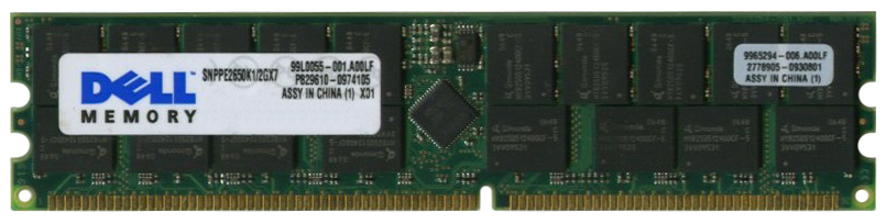 SNPPE2650K1/2GX7 Dell 2GB PC2100 DDR-266MHz Registered ECC CL2.5 184-Pin DIMM 2.5V Memory Module