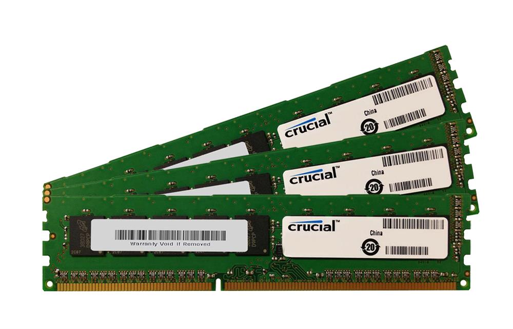 CT3KIT102472BD1339 Crucial 24GB Kit (3 X 8GB) PC3-10600 DDR3-1333MHz ECC Unbuffered CL9 240-Pin DIMM 1.35V Low Voltage Memory