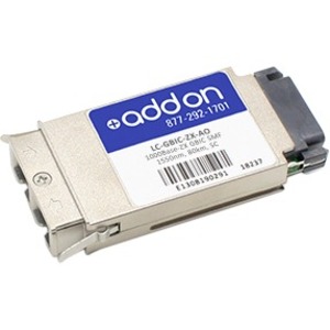 LC-GBIC-ZX-AO AddOn 1.25Gbps 1000Base-ZX Single-mode Fiber 70km 1550nm SC Connector GBIC Transceiver Module for Aruba Compatible