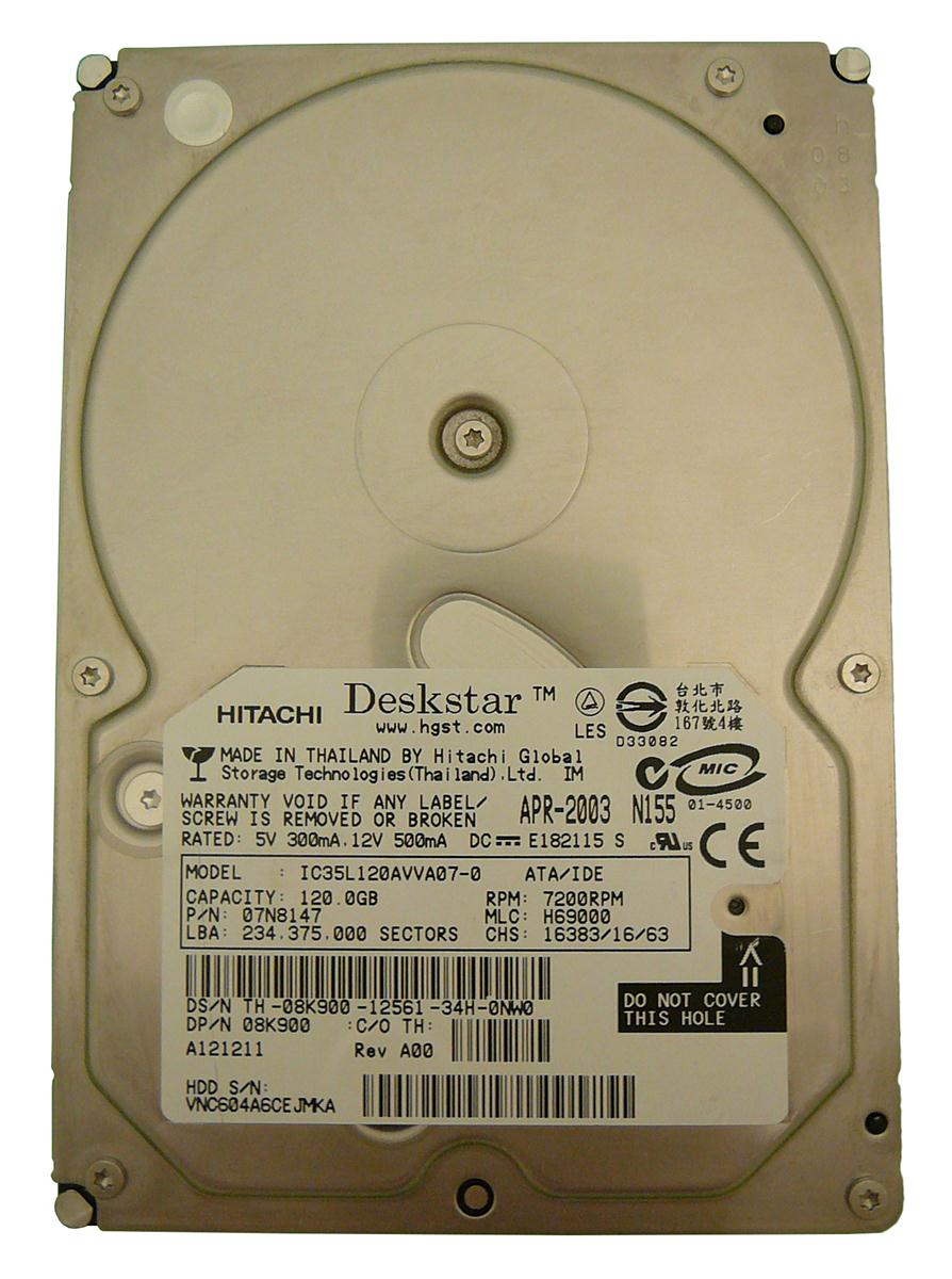 07N8147 IBM Deskstar 120GXP 120GB 7200RPM ATA-100 2MB Cache 3.5-inch Internal Hard Drive