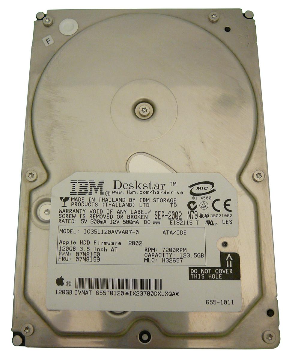07N8159 IBM Deskstar 120GXP 123.5GB 7200RPM ATA-100 2MB Cache 3.5-inch Internal Hard Drive