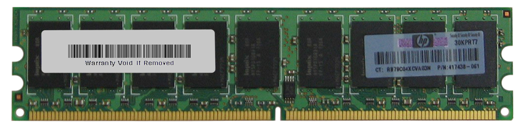 417438-061 HP 2GB PC2-5300 DDR2-667MHz ECC Unbuffered CL5 240-Pin DIMM Dual Rank Memory Module