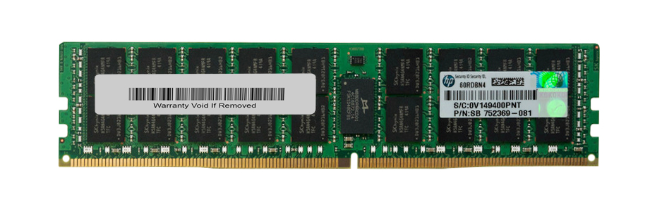 752369-081 HP 16GB PC4-17000 DDR4-2133MHz Registered ECC CL15 288-Pin DIMM 1.2V Dual Rank Memory Module