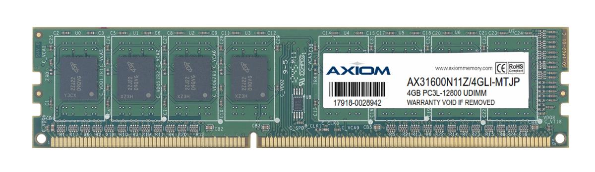 AX31600N11Z/4GLI-MTJP Axiom 4GB PC3-12800 DDR3-1600MHz non-ECC Unbuffered CL11 240-Pin DIMM 1.35V Low Voltage Single Rank Memory Module