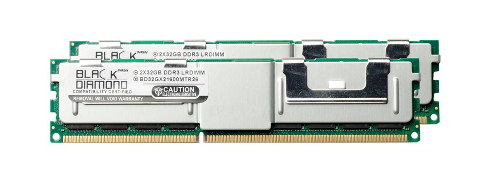 BD32GX21866MTR26 Black Diamond 64GB Kit (2 X 32GB) PC3-14900 DDR3-1866MHz ECC Registered CL13 240-Pin Load Reduced DIMM Quad Rank Memory