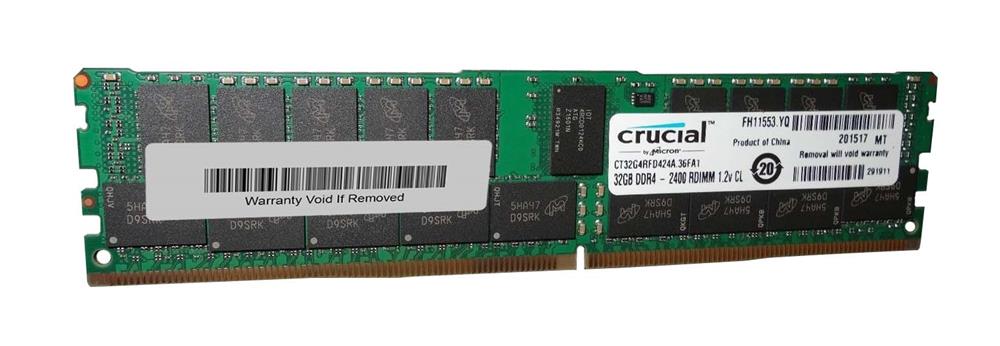 CT32G4RFD424A.36FA1 Crucial 32GB PC4-19200 DDR4-2400MHz Registered ECC CL17 288-Pin DIMM 1.2V Dual Rank Memory Module