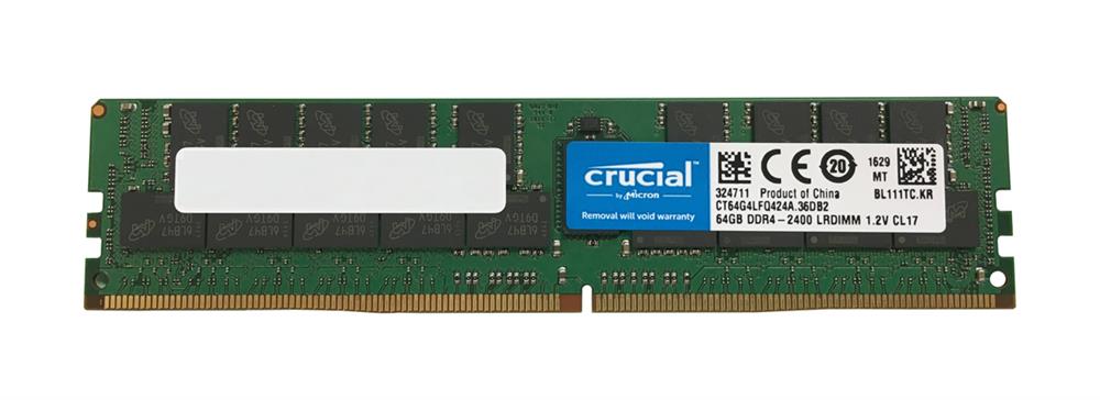 CT64G4LFQ424A Crucial 64GB PC4-19200 DDR4-2400MHz Registered ECC CL17 288-Pin LRDIMM 1.2V Quad Rank Memory Module