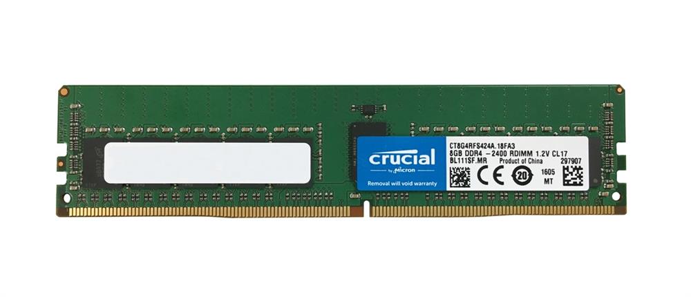CT8G4RFS424A.18FA3 Crucial 8GB PC4-19200 DDR4-2400MHz Registered ECC CL17 288-Pin DIMM 1.2V Single Rank Memory Module