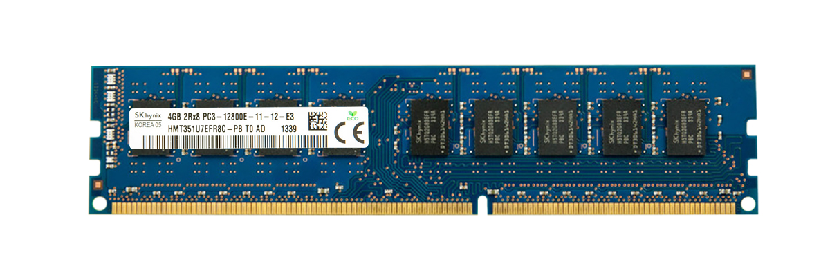 HMT351U7EFR8C-PB Hynix 4GB PC3-12800 DDR3-1600MHz ECC Unbuffered CL11 240-Pin DIMM Dual Rank Memory Module