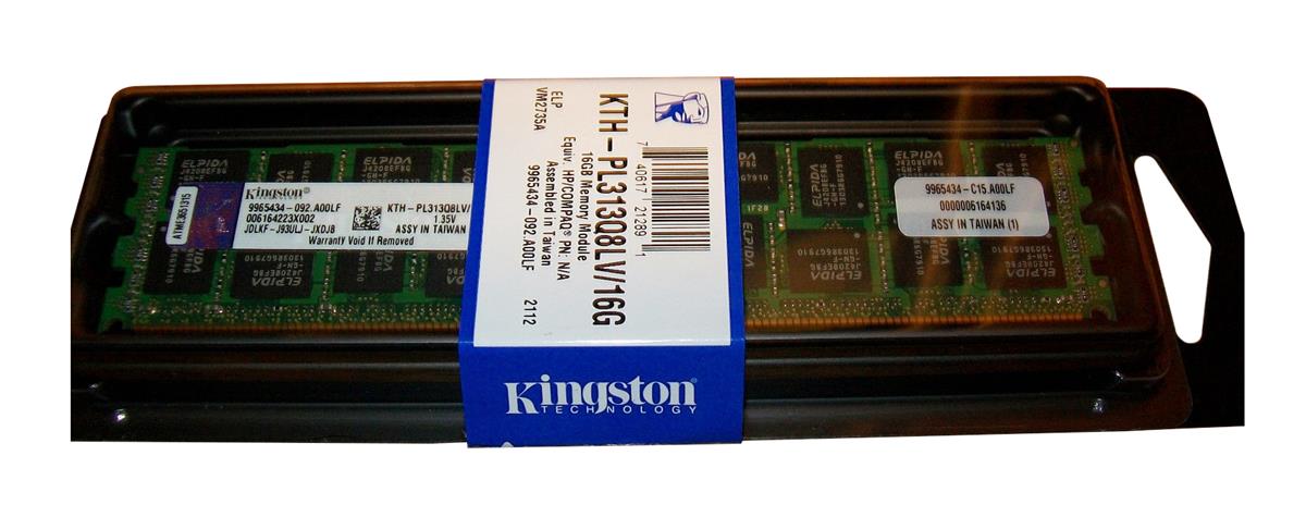 KTH-PL313Q8LV/16G Kingston 16GB PC3-10600 DDR3-1333MHz ECC Registered CL9 240-Pin DIMM 1.35V Low Voltage Quad Rank Memory Module