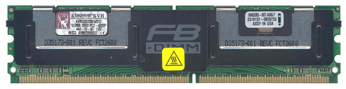 KVR533D2S8F4/512I Kingston 512MB PC2-4200 DDR2-533MHz ECC Fully Buffered CL4 240-Pin DIMM Single Rank Memory Module