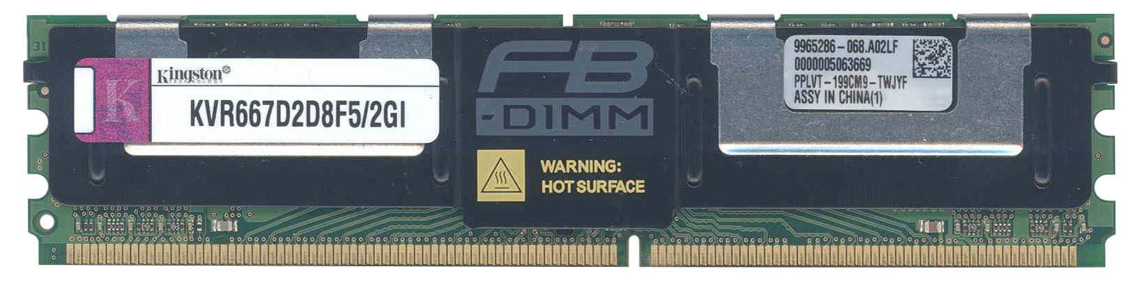 KVR667D2D8F5/2GI Kingston 2GB PC2-5300 DDR2-667MHz ECC Fully Buffered CL5 240-Pin DIMM Dual Rank x8 Memory Module (Intel validated)