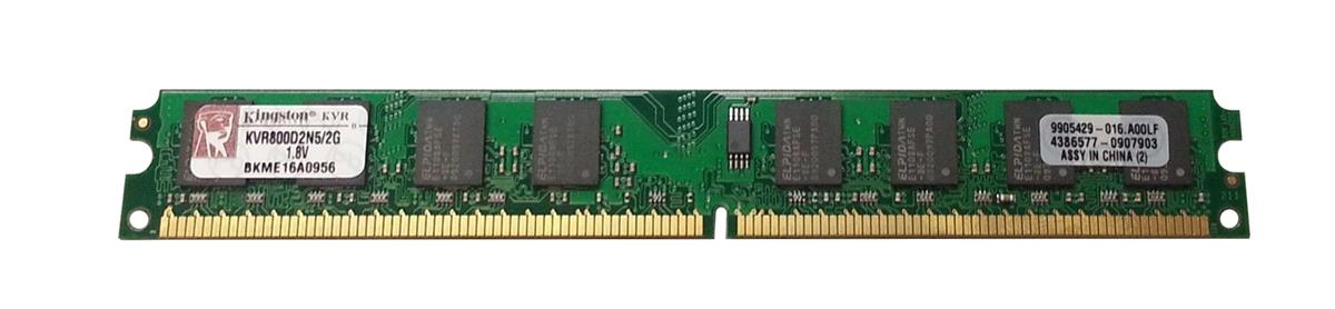 KVR800D2N5/2G Kingston 2GB PC2-6400 DDR2-800MHz non-ECC Unbuffered CL5 240-Pin DIMM Dual Rank Memory Module