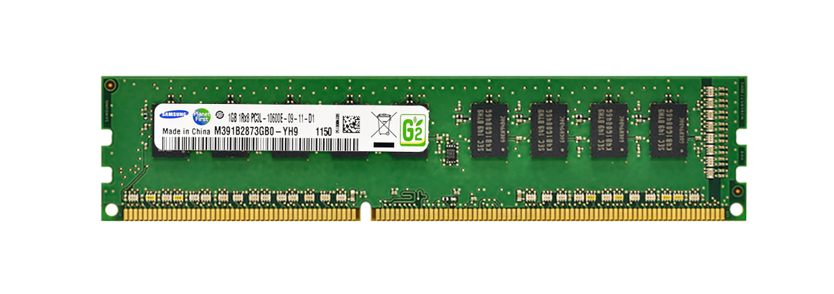 M391B2873GB0-YH9 Samsung 1GB PC3-10600 DDR3-1333MHz ECC Unbuffered CL9 240-Pin DIMM 1.35V Low Voltage Single Rank Memory Module