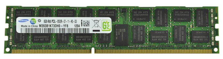M393B1K73DH0-YF8 Samsung 8GB PC3-8500 DDR3-1066MHz ECC Registered CL7 240-Pin DIMM 1.35V Low Voltage Quad Rank Memory Module