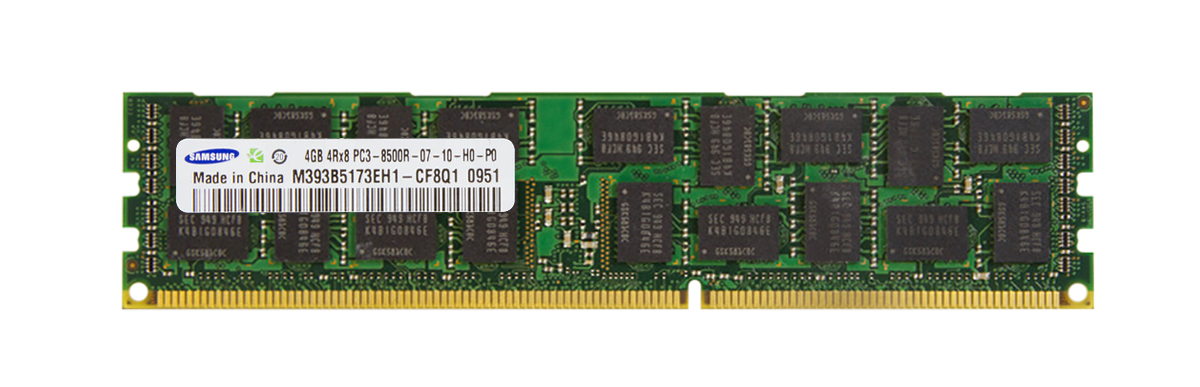 M393B5173EH1-CF8Q1 Samsung 4GB PC3-8500 DDR3-1066MHz ECC Registered CL7 240-Pin DIMM Quad Rank Memory Module