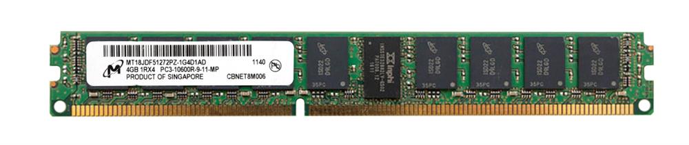 MT18JDF51272PZ-1G4 Micron 4GB PC3-10600 DDR3-1333MHz ECC Registered w/ Parity CL9 240-Pin DIMM Very Low Profile (VLP) Single Rank Memory Module
