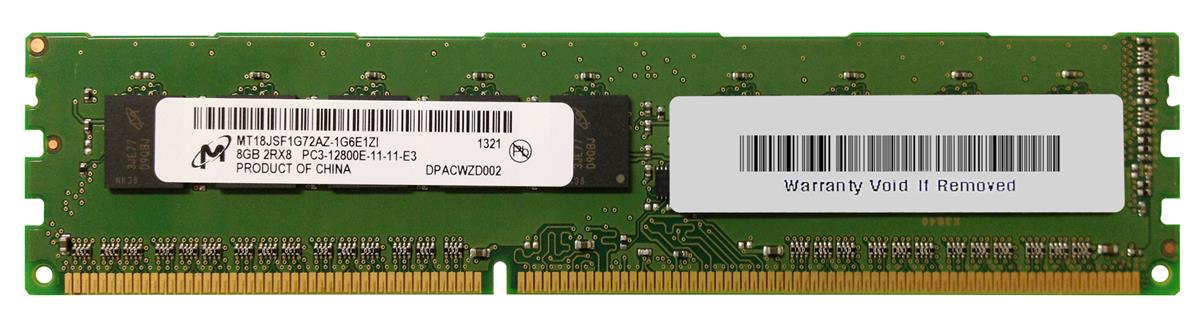 MT18JSF1G72AZ-1G6E1 Micron 8GB PC3-12800 DDR3-1600MHz ECC Unbuffered CL11 240-Pin DIMM Dual Rank Memory Module