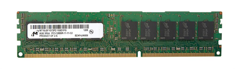 MT18JSF1G72PZ-1G6D1 Micron 8GB PC3-12800 DDR3-1600MHz ECC Registered CL11 240-Pin DIMM Single Rank Memory Module