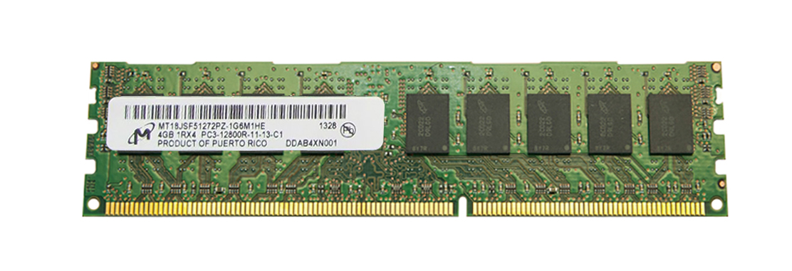 MT18JSF51272PZ-1G6 Micron 4GB PC3-12800 DDR3-1600MHz ECC Registered CL11 240-Pin DIMM Single Rank Memory Module