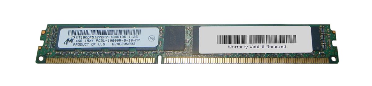 MT18KDF51272PZ-1G4 Micron 4GB PC3-10600 DDR3-1333MHz ECC Registered CL9 240-Pin DIMM 1.35V Low Voltage Very Low Profile (VLP) Single Rank Memory Module