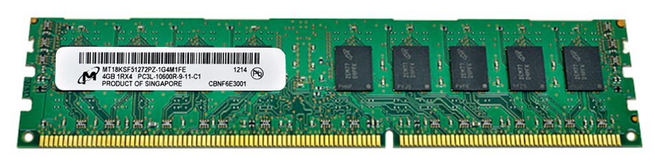 MT18KSF51272PZ-1G4 Micron 4GB PC3-10600 DDR3-1333MHz ECC Registered w/ Parity CL9 240-Pin DIMM 1.35V Low Voltage Single Rank Memory Module