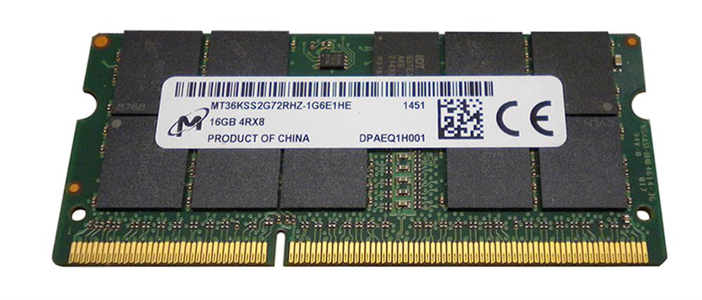 MT36KSS2G72RHZ-1G6E1 Micron 16GB PC3-12800 DDR3-1600MHz ECC Registered CL11 204-Pin SoDimm 1.35V Low Voltage Quad Rank Memory Module